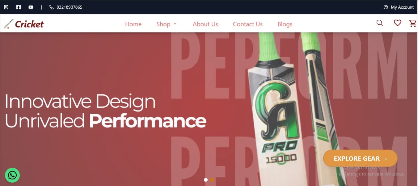 Cricket Ecommerce Website